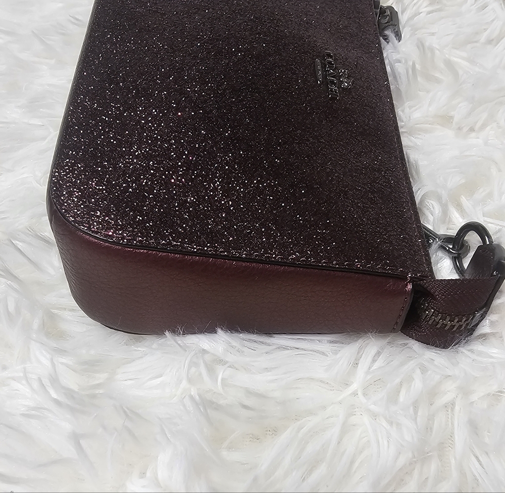 Coach Nolita Wristlet 15" inch Burgundy Glitter/Silver 2015 EUC - Picture 15 of 16